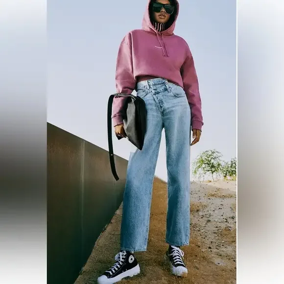 AGOLDE Criss Cross Upsized Jeans size 25 Straight‎ Leg High Rise - Picture 12 of 12